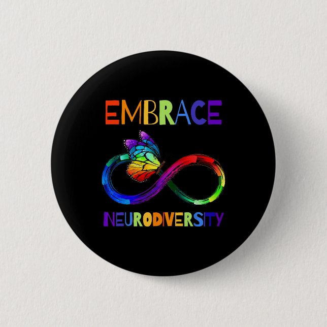 Autism Awareness Acceptance Shirt Infinity Symbol  Button (Front)