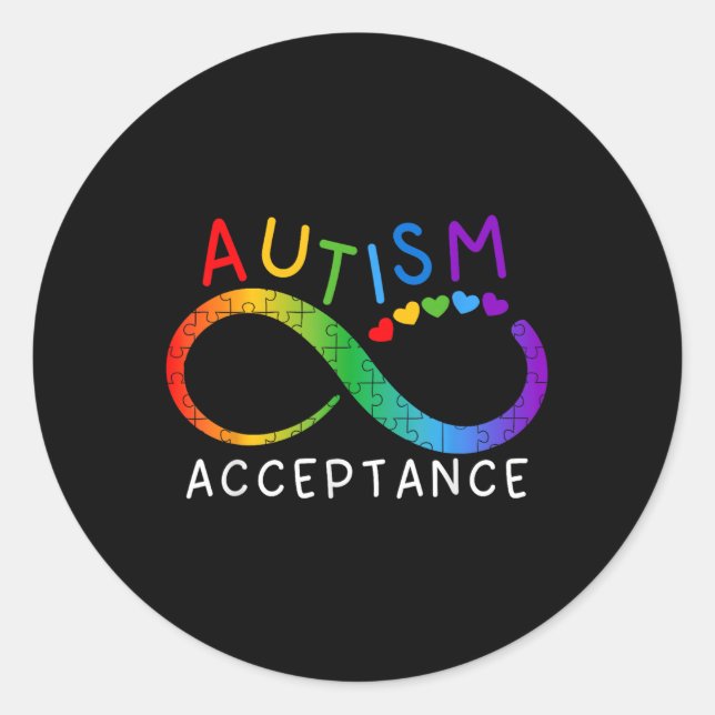 Autism Awareness Acceptance Shirt Infinity Symbol  Classic Round Sticker (Front)
