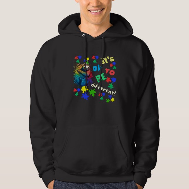 Autism Awareness Acceptance Sloth Its Ok To Be Dif Hoodie (Front)