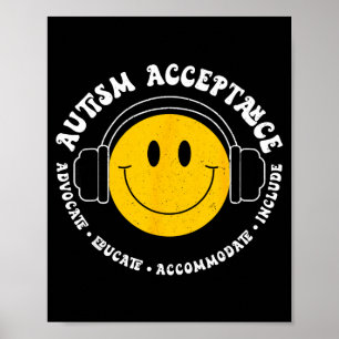 Autism Awareness Acceptance Smile Face Funny Kids Poster