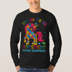 Autism Awareness Acceptance Unicorn Its Ok To Be D T-Shirt