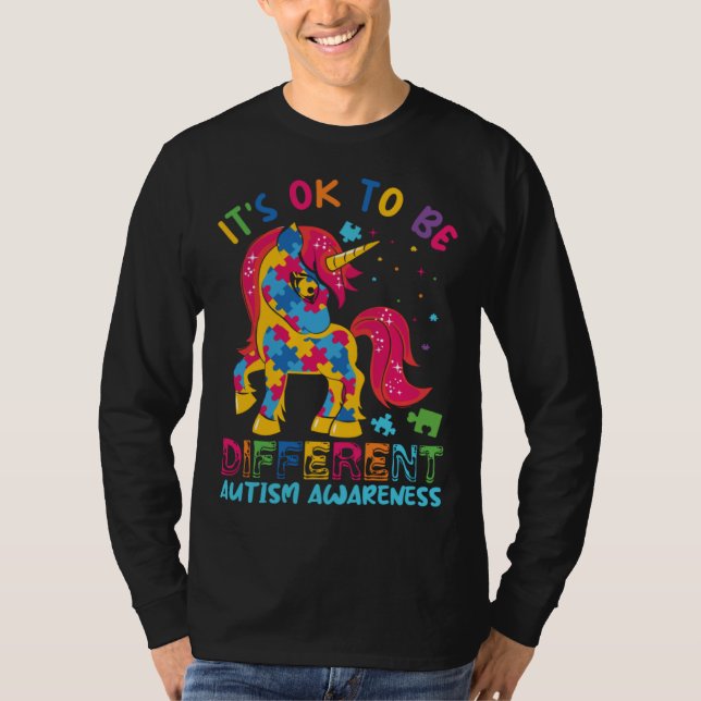 Autism Awareness Acceptance Unicorn Its Ok To Be D T-Shirt (Front)