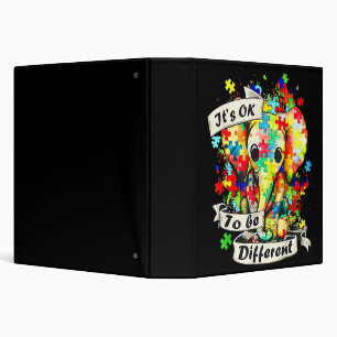 Autism Awareness Acceptance Women Kid Its Ok To Be 3 Ring Binder