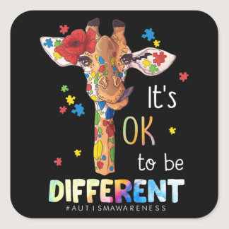 Autism Awareness Acceptance Women Kid Its Ok To Be Square Sticker