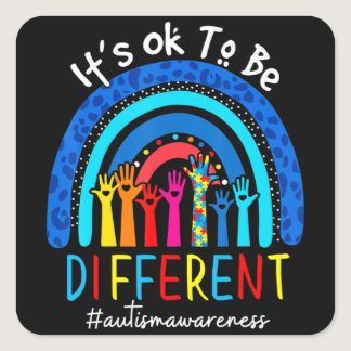 Autism Awareness Acceptance Women Kid Its Ok To Be Square Sticker