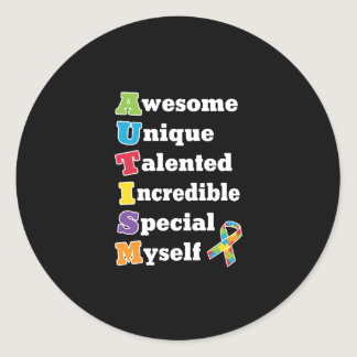 Autism Awareness Acronym Classic Round Sticker