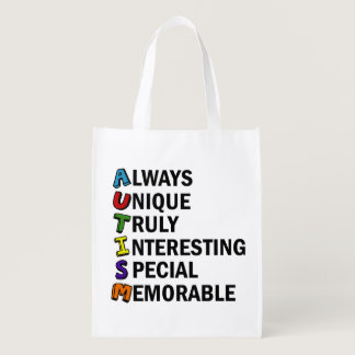 Autism Awareness Acrostic Cute Rainbow Word Poem Grocery Bag