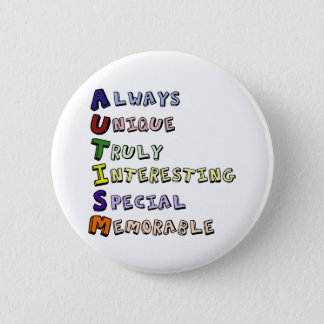 Autism Awareness Acrostic Cute Rainbow Word Poem Pinback Button