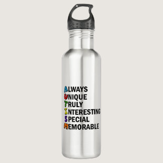 Autism Awareness Acrostic Cute Rainbow Word Poem Stainless Steel Water Bottle