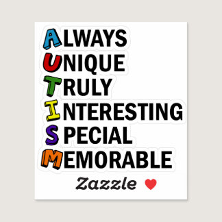 Autism Awareness Acrostic Cute Rainbow Word Poem Sticker