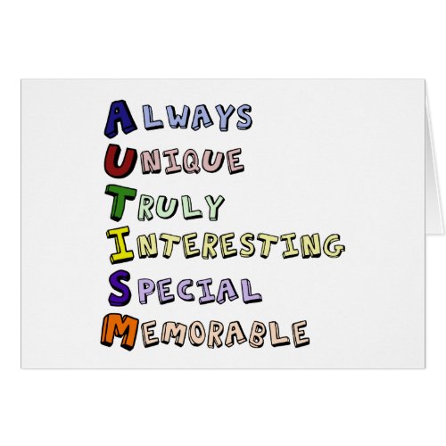 Autism Awareness Acrostic Cute Word Poem Card