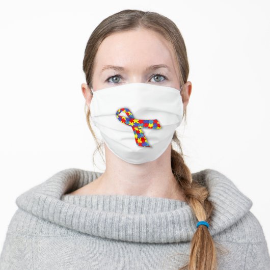 Autism Awareness Adult Cloth Face Mask (Worn)