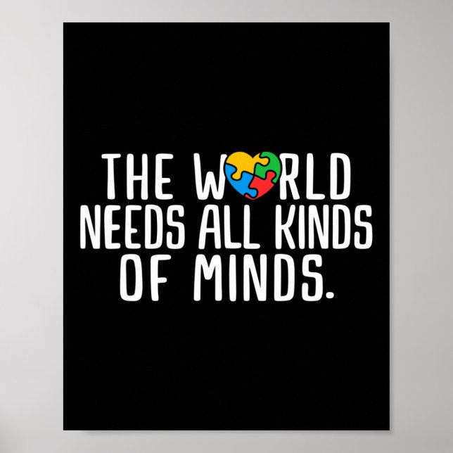 Autism Awareness All Kinds Of Minds Autistic Suppo Poster (Front)