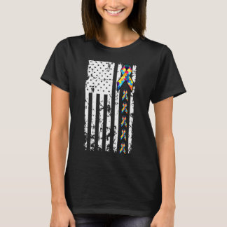 Autism Awareness American Flag Distressed Tee