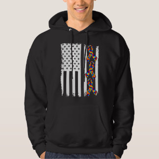 Autism Awareness American Flag Hoodie