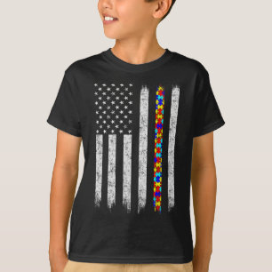 Autism Awareness American Flag T-Shirt