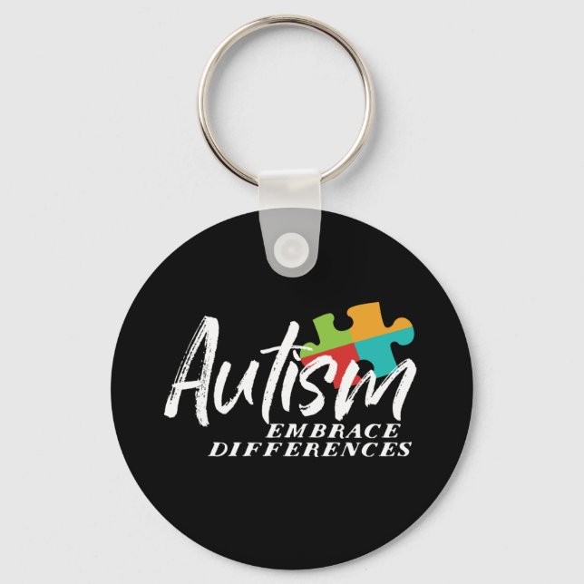 Autism Awareness and Support Embrace Differences Keychain (Front)