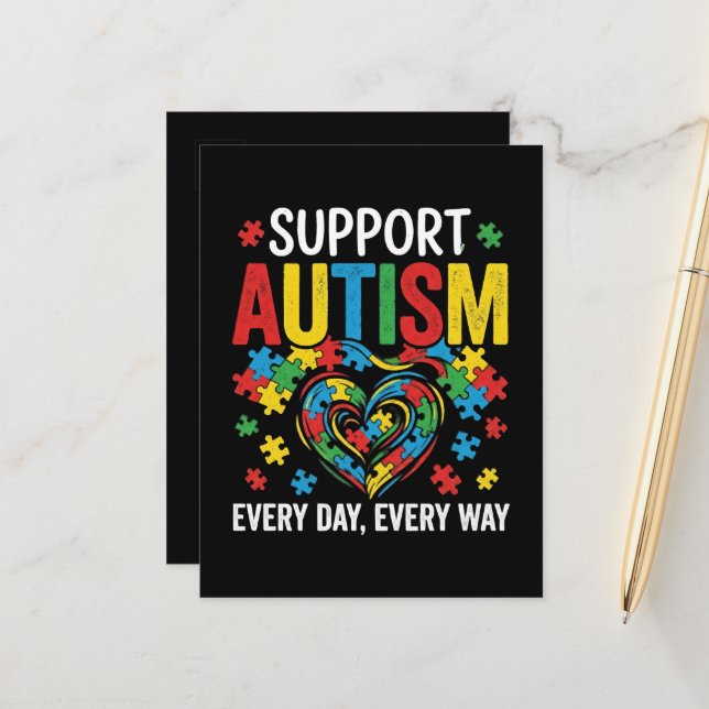 Autism awareness announcement postcard (Front/Back In Situ)