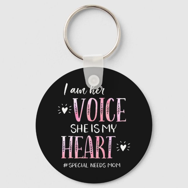 Autism Awareness Apparel I Am His Voice He Is My H Keychain (Front)