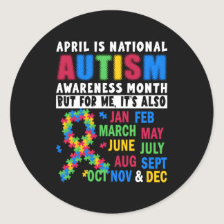 Autism Awareness April Is National Autism Awarenes Classic Round Sticker