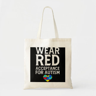 Autism Awareness April Wear Red Acceptance for Aut Tote Bag