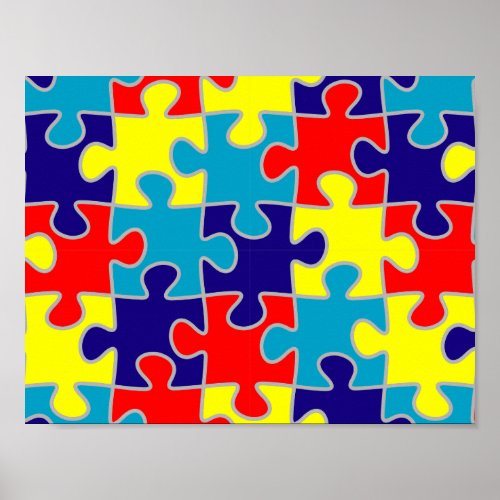 Autism Awareness Asd Aspergers Puzzle Pattern Poster