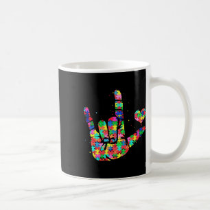 Autism Awareness Asl Love Sign Language Puzzle Pie Coffee Mug