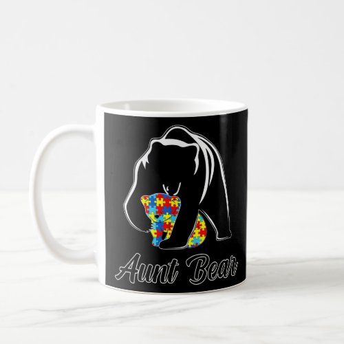 Autism Awareness Aunt Bear Puzzle Support Autistic Coffee Mug