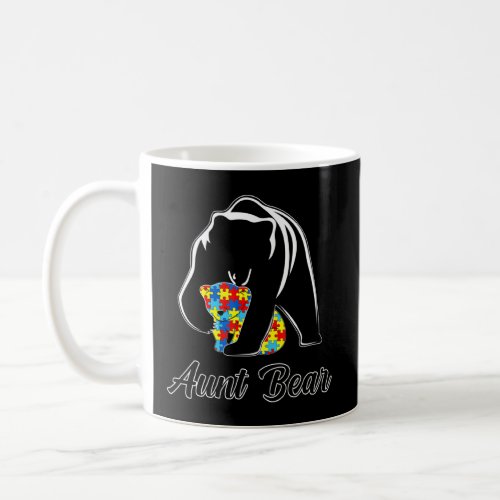 Autism Awareness Aunt Bear Puzzle Support Autistic Coffee Mug