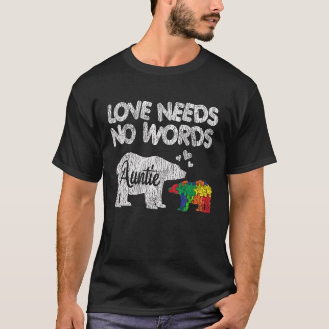 Autism Awareness Auntie Bear Family Autistic Kids  T-Shirt (Front)