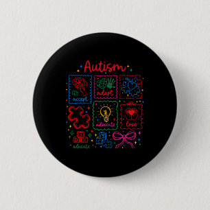 Autism Awareness, Autism Acceptance, Autism Teache Button