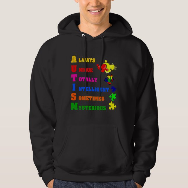Autism Awareness Autism Acronym Puzzle Piece Suppo Hoodie (Front)