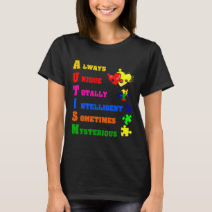 Autism Awareness Autism Acronym Puzzle Piece Suppo T-Shirt