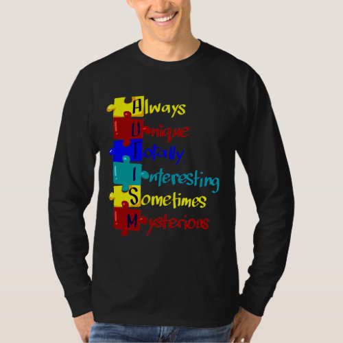 Autism Awareness Autism Acronym Puzzle T_Shirt