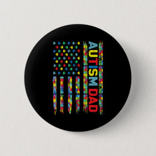Autism Awareness  Autism Dad America Flag Puzzle G Button