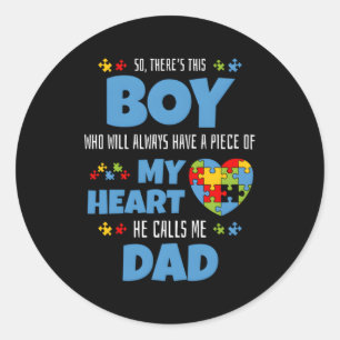 Autism Awareness Autism Dad Classic Round Sticker