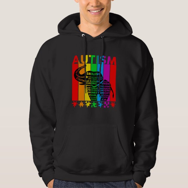 Autism Awareness Autism Elephant Support Autism Hoodie (Front)