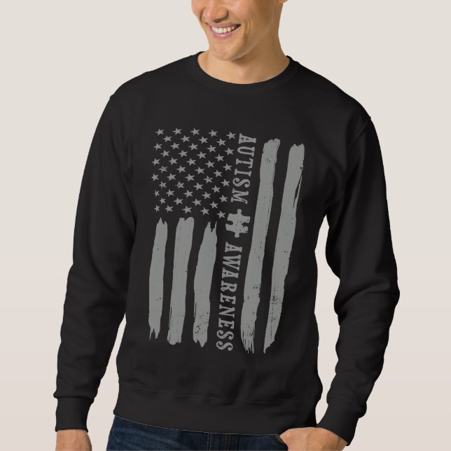 Autism Awareness  Autism Flag  Puzzle Piece Sweatshirt (Front)