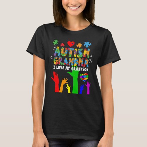 Autism Awareness Autism Grandma I Love My Grandson T_Shirt