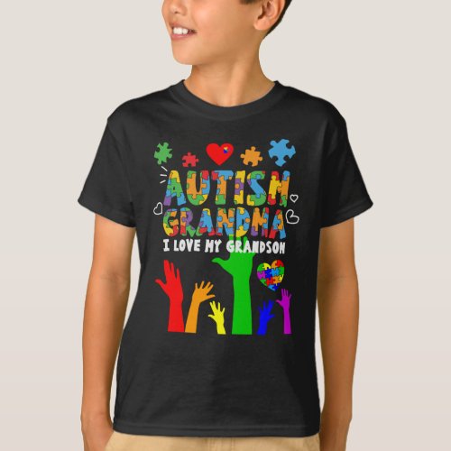 Autism Awareness Autism Grandma I Love My Grandson T_Shirt