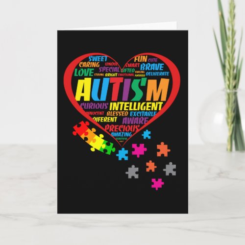 Autism Awareness Autism Heart Typography Card