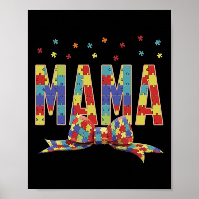 Autism Awareness Autism Mama Accept Love Puzzle Co Poster (Front)