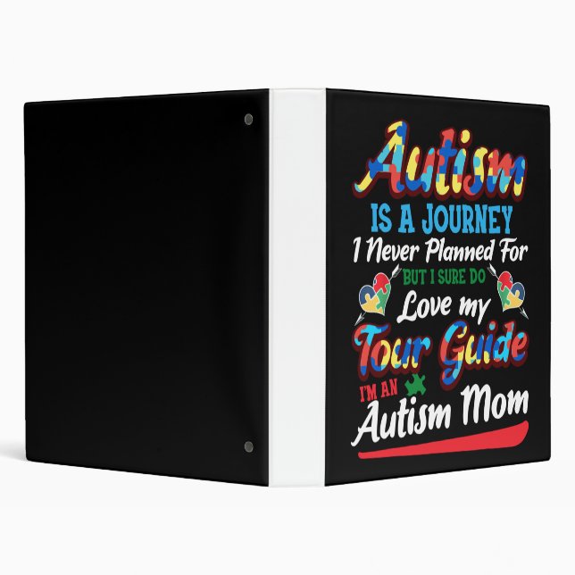 Autism Awareness Autism Mom Puzzle Piece Autistic 3 Ring Binder (Background)