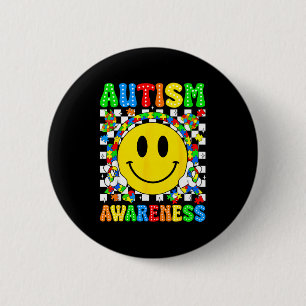 Autism awareness autism squad support smile face button