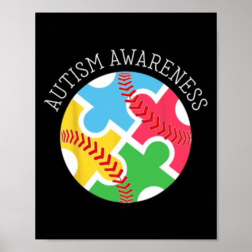 Autism Awareness Autism Support Baseball  Poster