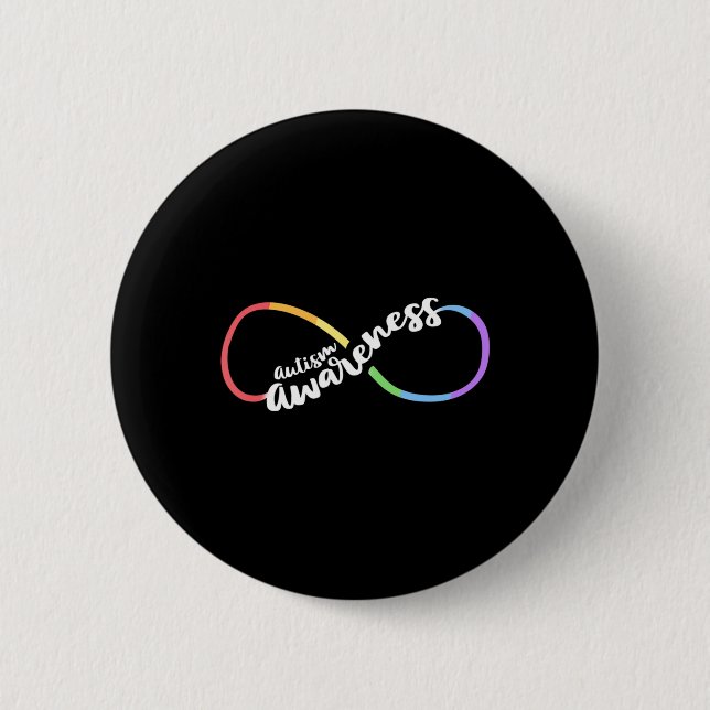 Autism Awareness Autistic Acceptance Rainbow Infin Button (Front)