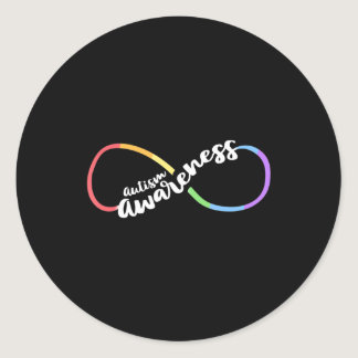 Autism Awareness Autistic Acceptance Rainbow Infin Classic Round Sticker