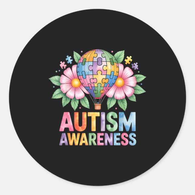 Autism awareness autistic  classic round sticker (Front)