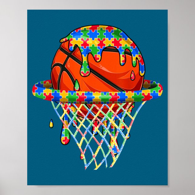 Autism awareness autistic kids boys puzzles drip poster (Front)