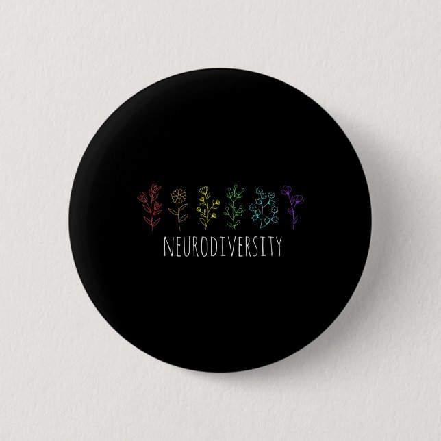 Autism Awareness Autistic Pride Rainbow Neurodiver Button (Front)